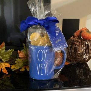 Oy vey Rae Dunn mug gift set with chocolate coins.